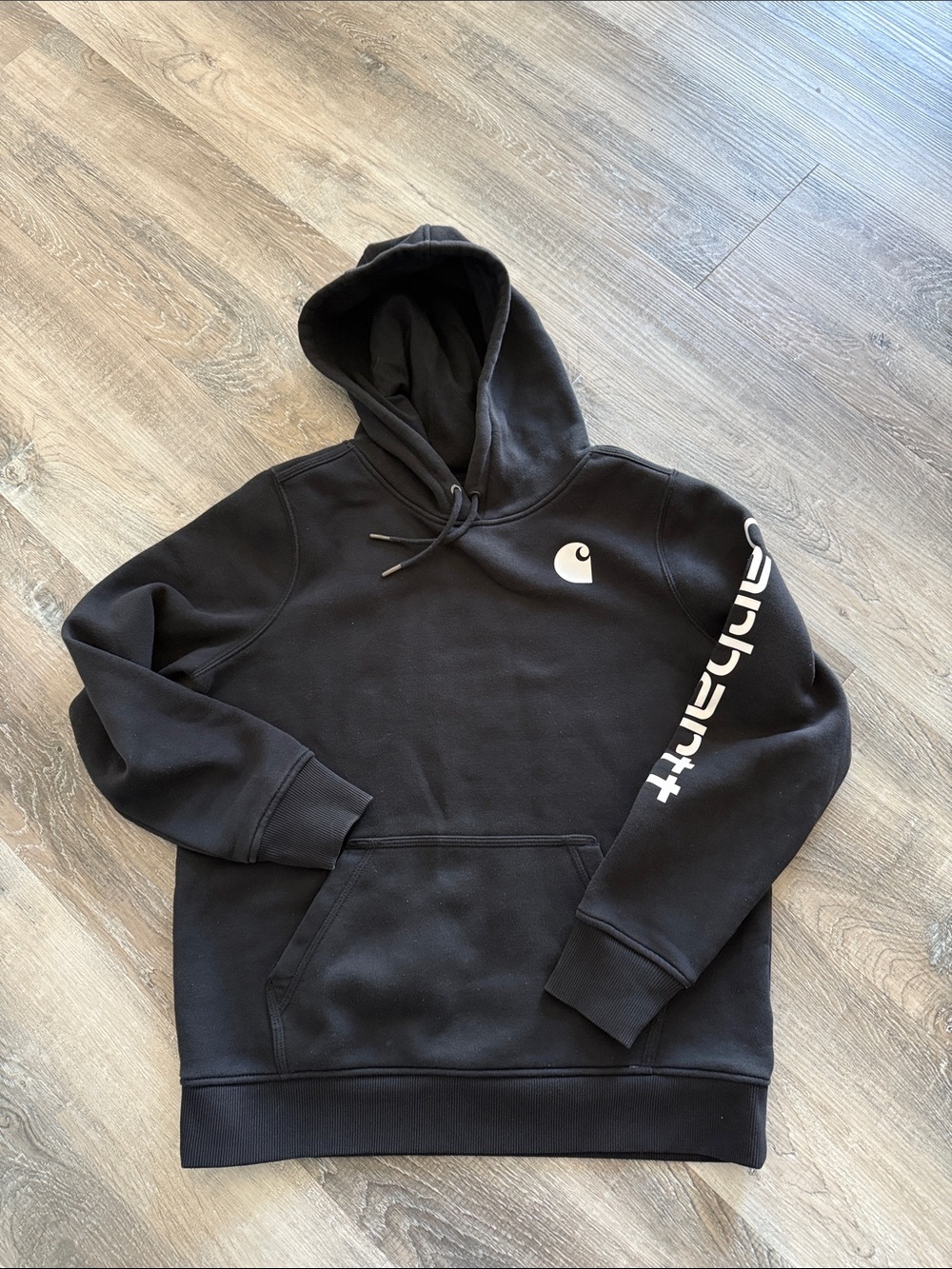 Carhartt Black Logo Pullover Hoodie relaxed fit sz l